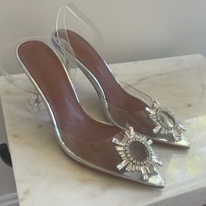 Clear crystal sling backs